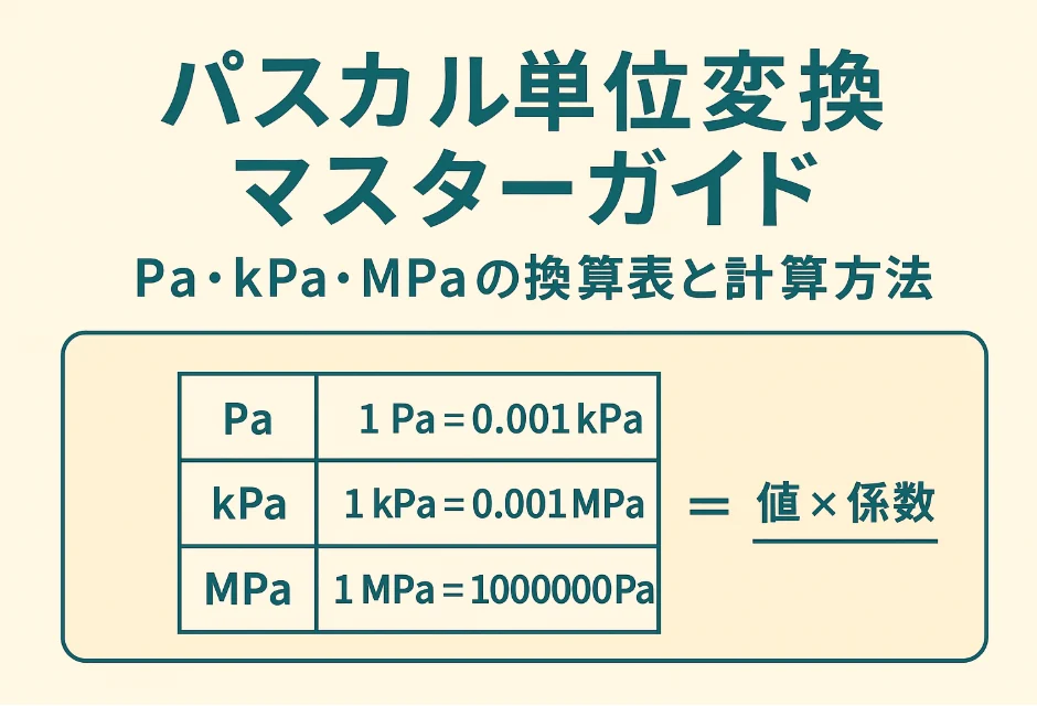 Pa・kPa・MPaの関係を示す圧力単位換算図